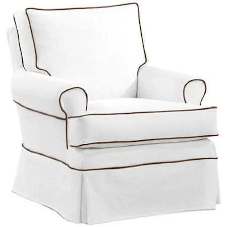 Transitional Sara Swivel Glider Chair with Rolled Arms